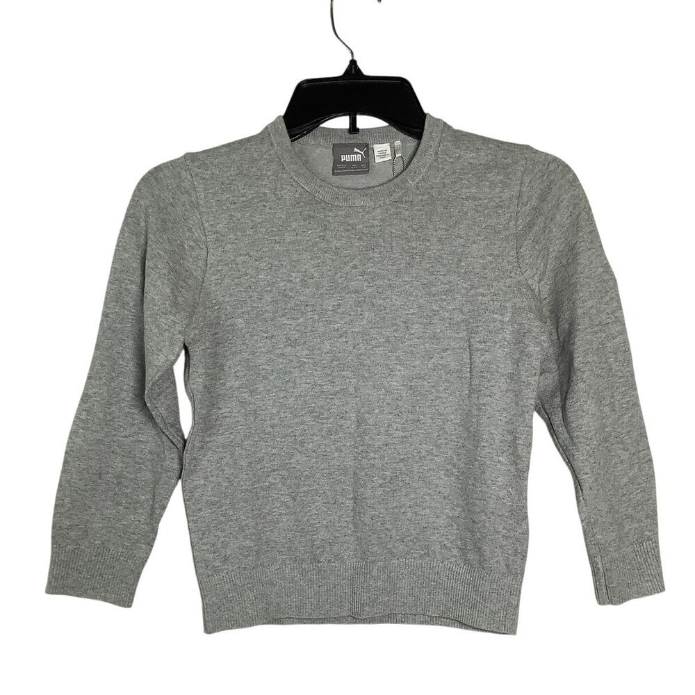 Puma Kids XS Grey Heather Crew Neck Pullover Sweater Classic Athleisure W7-2